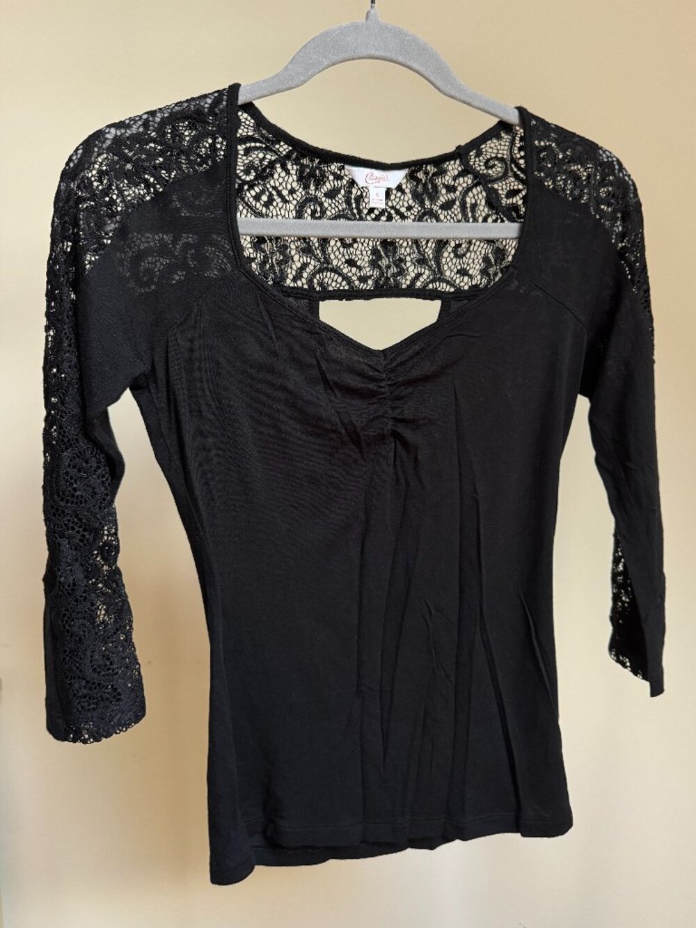 Candie's Black Lace 3/4 Sleeve Top